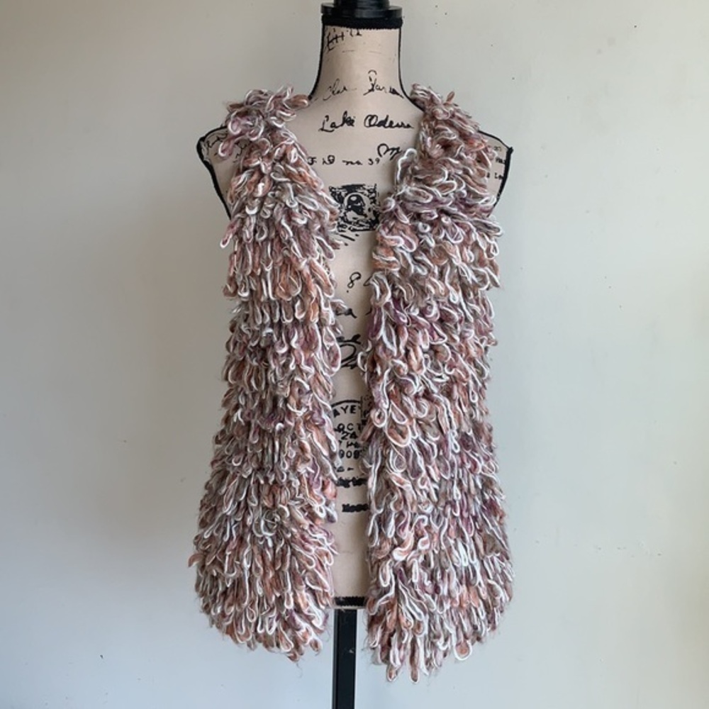 Anthropologie Hand Knit By Dollie Loop Fringe Vest